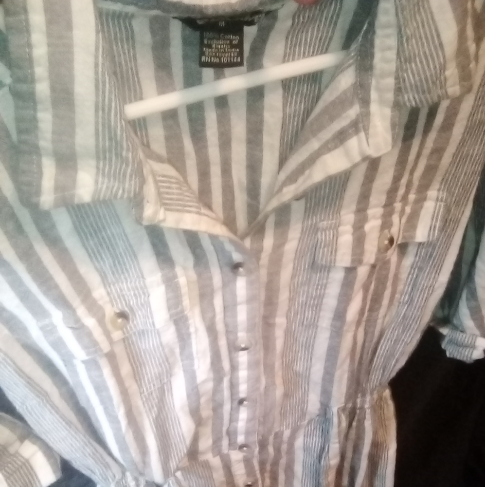 Millennium Striped Jumper, Size M, Gray and White